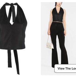 JACQUEMUS Linu open-back cotton and linen-blend halterneck top